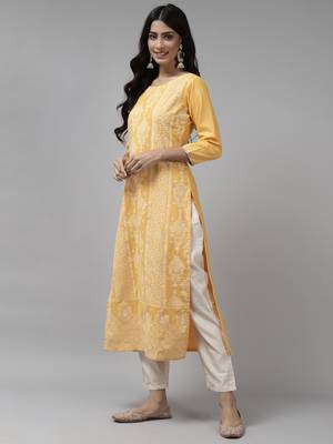 Indo Era Orange Embroidered Straight Kurta Trouser With Dupatta Set 3