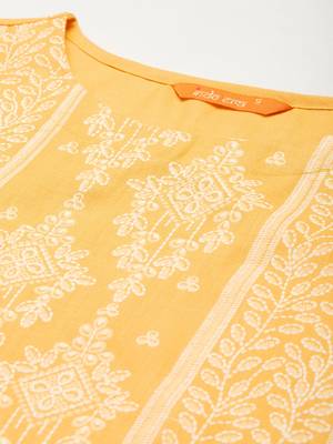 Indo Era Orange Embroidered Straight Kurta Trouser With Dupatta Set 5