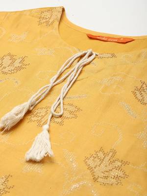 Indo Era Yellow Printed Straight Kurta Sharara With Dupatta Set 5