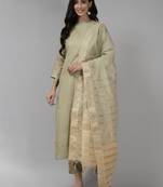 Indo Era Sea Green  Printed Straight Kurta Trouser with Dupatta set