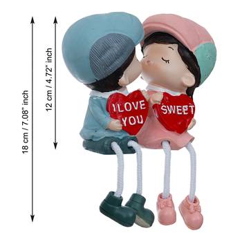 eCraftIndia Colorful Girl & Boy Kissing Figurine 6