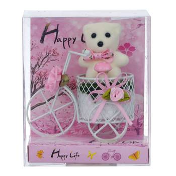 eCraftIndia White Cycle with Teddy Bear and Rose Petals Gift Box 6