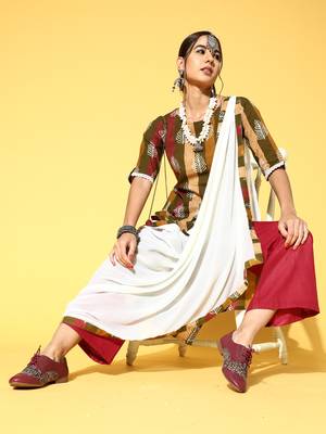 Indo Era Multi Printed Straight Kurta Trouser With Dupatta Set 4