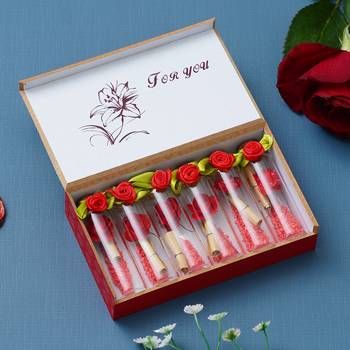 eCraftIndia Red Message Bottle Wooden Box Set 1