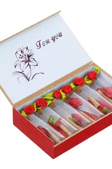 eCraftIndia Red Message Bottle Wooden Box Set