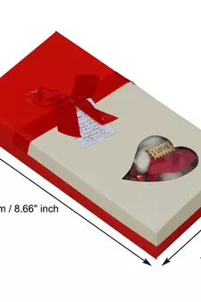 eCraftIndia Red Roses Bouquet and White & Red Teddy Bear Valentine's Square Shaped Gift Box