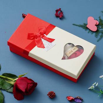 eCraftIndia Red Roses Bouquet with White & Red Teddy Bear Valentine's Square Shaped Gift Box 2