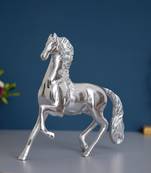 eCraftIndia White Metal Silver Running Horse Statue