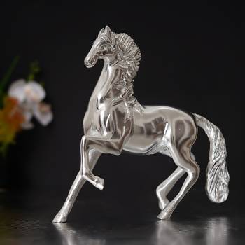 eCraftIndia White Metal Silver Running Horse Statue 2
