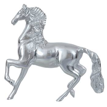 eCraftIndia White Metal Silver Running Horse Statue 3