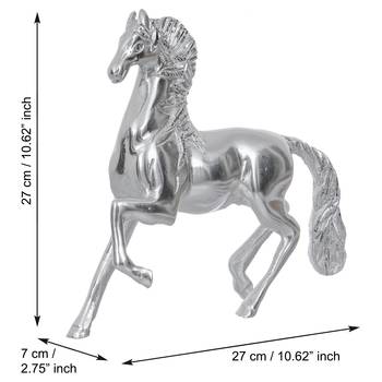 eCraftIndia White Metal Silver Running Horse Statue 4