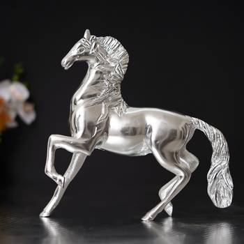 eCraftIndia White Metal Silver Running Horse Statue 6