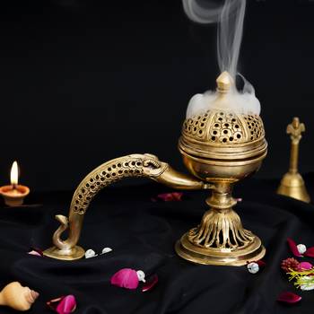 eCraftIndia Antique Finish Brass Dhoop Incense Burner for Pooja Purpose 1