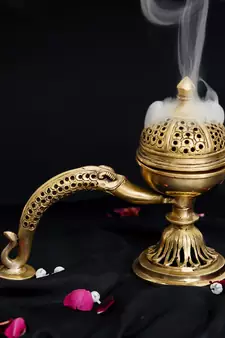 eCraftIndia Antique Finish Brass Dhoop Incense Burner for Pooja Purpose