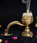 eCraftIndia Antique Finish Brass Dhoop Incense Burner for Pooja Purpose
