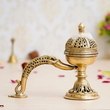 eCraftIndia Antique Finish Brass Dhoop Incense Burner for Pooja Purpose 2