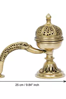 eCraftIndia Antique Finish Brass Dhoop Incense Burner for Pooja Purpose