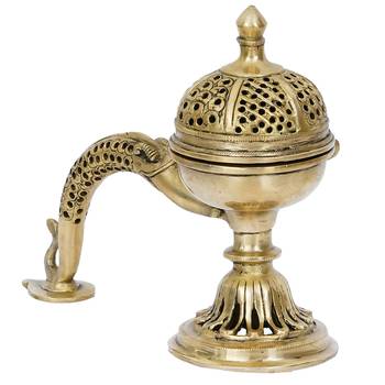 eCraftIndia Antique Finish Brass Dhoop Incense Burner for Pooja Purpose 5