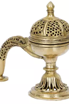 eCraftIndia Antique Finish Brass Dhoop Incense Burner for Pooja Purpose