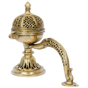 eCraftIndia Antique Finish Brass Dhoop Incense Burner for Pooja Purpose 6