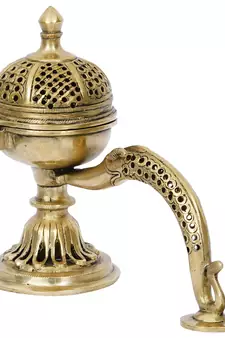 eCraftIndia Antique Finish Brass Dhoop Incense Burner for Pooja Purpose