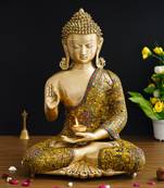 eCraftIndia Brass Meditating Lord Buddha Decorative Handcrafted Statue