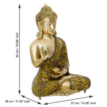 eCraftIndia Brass Meditating Lord Buddha Decorative Handcrafted Statue 4