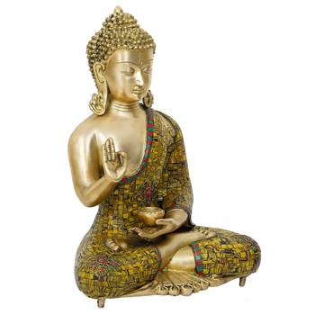eCraftIndia Brass Meditating Lord Buddha Decorative Handcrafted Statue 5
