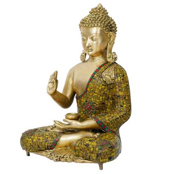 eCraftIndia Brass Meditating Lord Buddha Decorative Handcrafted Statue 6