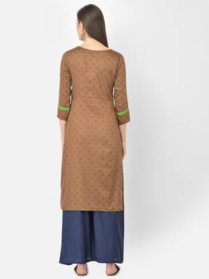 Span Brown Printed Straight Kurta 4