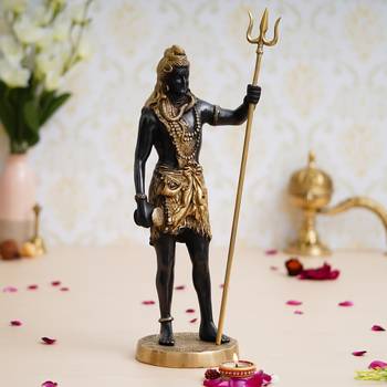 eCraftIndia Lord Shiva with Trishul Brass Handcrafted Statue 1