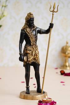 eCraftIndia Lord Shiva with Trishul Brass Handcrafted Statue