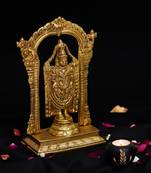 eCraftIndia Golden Decorative Lord Balaji Brass Handcrafted Statue
