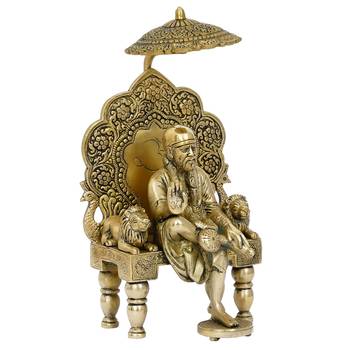 eCraftIndia Golden Sai Baba Brass Handcrafted Statue 3