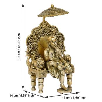 eCraftIndia Golden Sai Baba Brass Handcrafted Statue 4