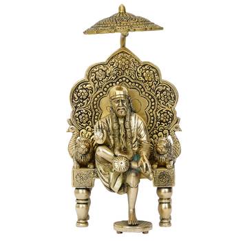 eCraftIndia Golden Sai Baba Brass Handcrafted Statue 5