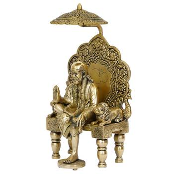 eCraftIndia Golden Sai Baba Brass Handcrafted Statue 6