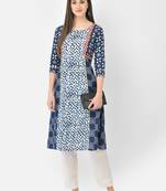 Span Blue Embroidered A-line Kurta