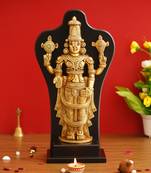 eCraftIndia Decorative Lord Balaji Brass Handcrafted Statue on Wooden Base