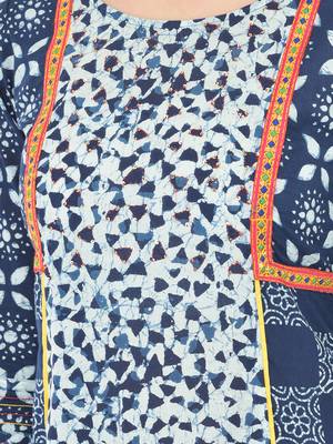 Span Blue Embroidered A-line Kurta 5