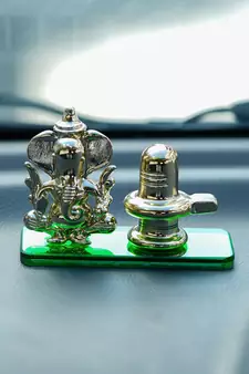 e craft india green ganesha shivling crystal statue golden