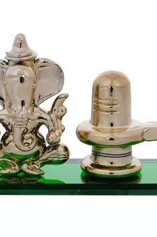 e craft india green ganesha shivling crystal statue golden