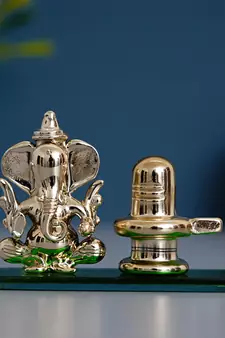e craft india green ganesha shivling crystal statue golden