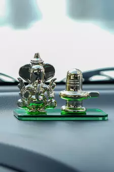 e craft india green ganesha shivling crystal statue golden
