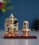 e craft india decorative lord ganesha with shivling statue - orange (50x20 cm)