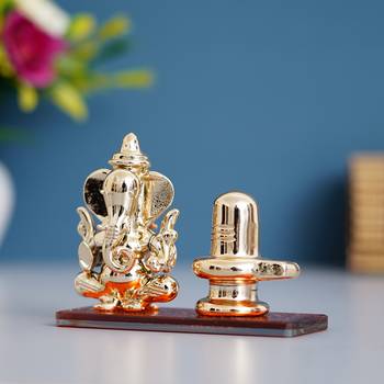 e craft india decorative lord ganesha with shivling statue - orange (50x20 cm) 2