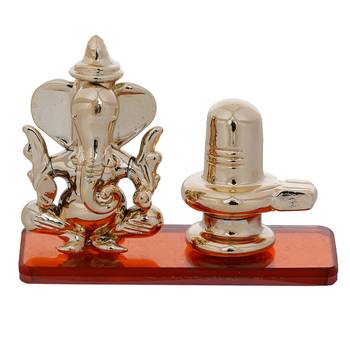 e craft india decorative lord ganesha with shivling statue - orange (50x20 cm) 3