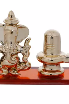 e craft india decorative lord ganesha with shivling statue - orange (50x20 cm)