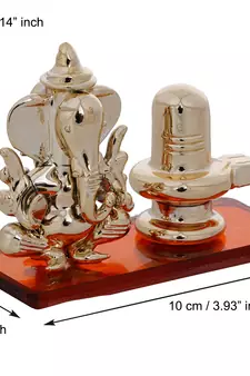 e craft india decorative lord ganesha with shivling statue - orange (50x20 cm)