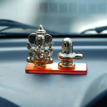 e craft india decorative lord ganesha with shivling statue - orange (50x20 cm) 5